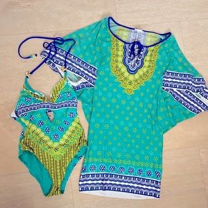 Trina Turk swimsuit and coverup set